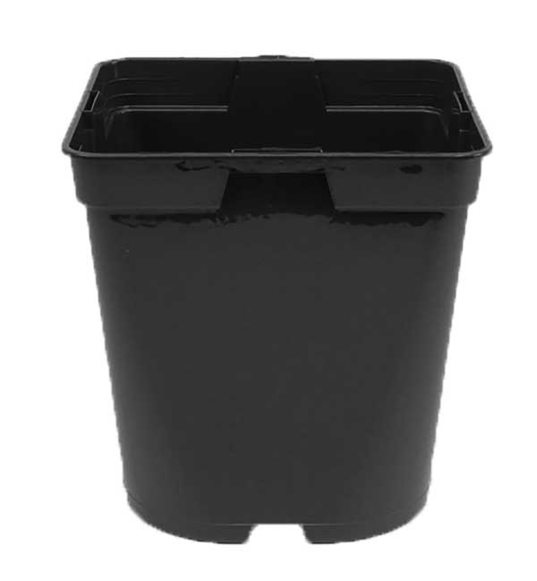 1 Litre Square Black and Round Plastic Plant Pot