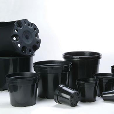 10 Litre Black and Round Plastic Plant Pots